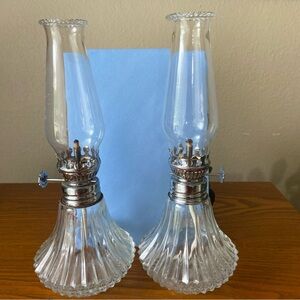 Vintage Glass Lanterns with Silver Accents